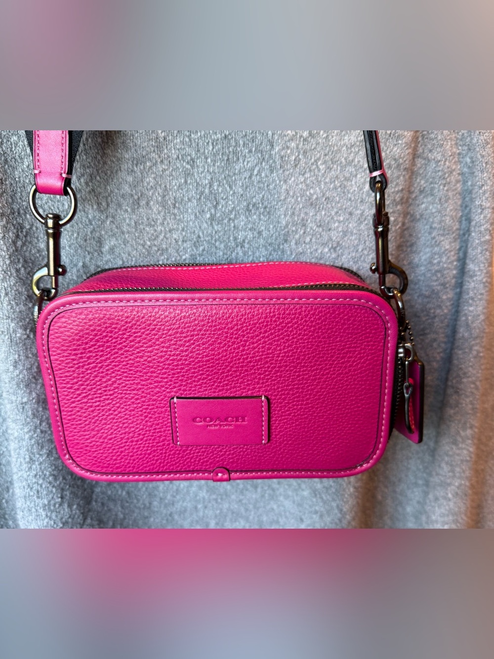Coach Fuchsia Pink Wyatt Crossbody Pebble Leather Gunmetal Hardware - EUC